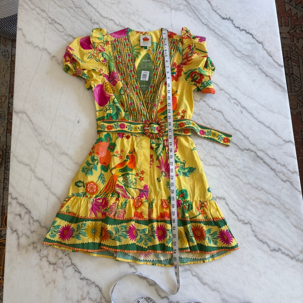NWT Farm Rio Delicate Fruit Garden Yellow Minidress Small - Picture 12 of 12